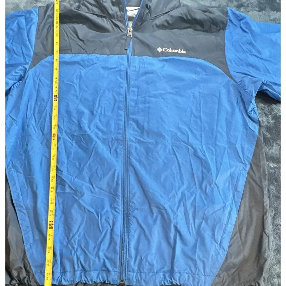 Columbia Men’s Blue/Gray Retract Hood Full Zip Windbreaker Stand-Up L